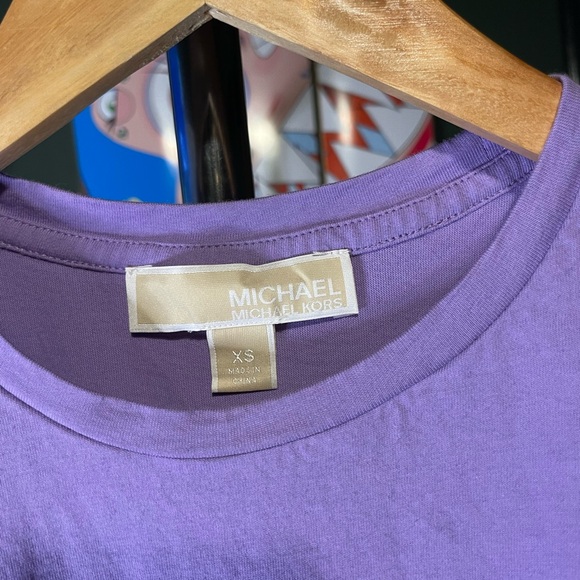 Michael Kors Purple Tee XS woman’s lace sleeves - Picture 3 of 6